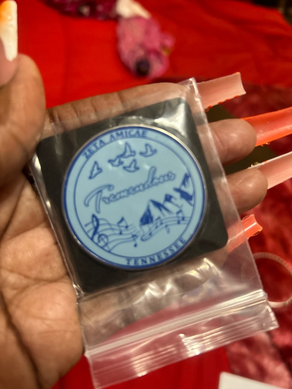 Tennessee Round Enamel Pin - Light Blue and Navy